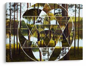 Tablou - Colaj geometric pe fundalul pădurilor nordice (70x50 cm)