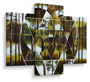 Tablou - Colaj geometric pe fundalul pădurilor nordice (90x60 cm)