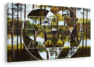 Tablou - Colaj geometric pe fundalul pădurilor nordice (90x60 cm)