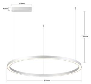 Brilagi-LED reglabil, lustru suspendat pe cablu PORTOFINO LED/60W/230V, diametru 80 cm, argintiu + telecomandă