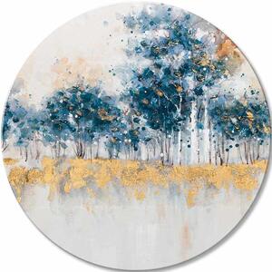 Tablou pictat rotund Șoaptă de pădure - 60 cm