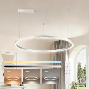 Brilagi-LED reglabil, lustru suspendat pe cablu PORTOFINO LED/60W/230V, diametru 80 cm, argintiu + telecomandă