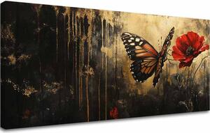Tablou pictat manual fluturi Poppy vis - 100% original acrilic pictat - 60x120 cm