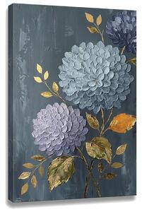 Tablou cu hortensii pe pânză – cu detalii pictate manual - 40x60 cm