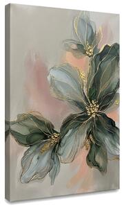 Tablou cu compoziție florală abstractă pe pânză – cu detalii pictate manual - 40x60 cm
