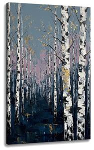 Tablou cu pădure de mesteacăn pe pânză – cu detalii pictate manual - 40x60 cm