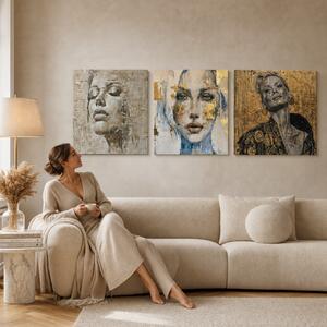Set 3 tablouri Mistică Femeie — Zeița, Privirea, Încrederea de Sine - 3× 60×60 cm