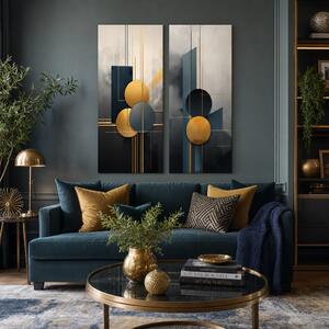 Set de 2 tablouri Art Deco Eleganță — Lumea în Mișcare, Calea Vieții - 2× 50×100 cm