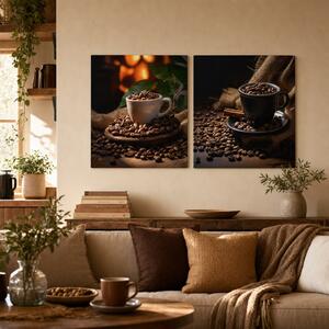Set de 2 tablouri Plăcerea Cafelei — Deliciu Prăjit, Fantezie Cafea - 2× 70×70 cm