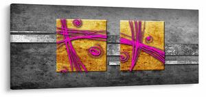 Tablou - Pătratr colorate pe fond negru (120x50 cm)