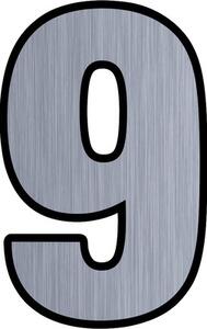 Număr casă „9” pentru poartă/ușă, material plastic ABS argintiu