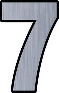 Număr casă „7” pentru poartă/ușă, material plastic ABS argintiu