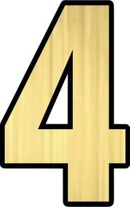 Număr casă „4” pentru poartă/ușă, material plastic ABS auriu