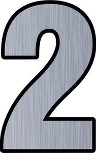 Număr casă „2” pentru poartă/ușă, material plastic ABS argintiu