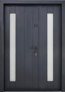 Ușă de intrare metalică pentru exterior Still 627 1 2 geamuri gri 140x201 cm stânga