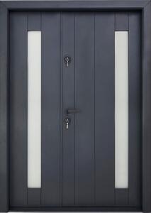 Ușă de intrare metalică pentru exterior Still 627 1 2 geamuri gri 140x201 cm dreapta