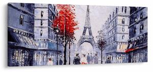 Tablou - Străzi din Paris, pictură în ulei (120x50 cm)