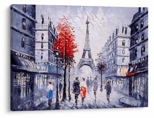 Tablou - Străzi din Paris, pictură în ulei (70x50 cm)