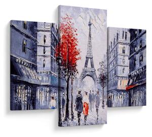 Tablou - Străzi din Paris, pictură în ulei (90x60 cm)