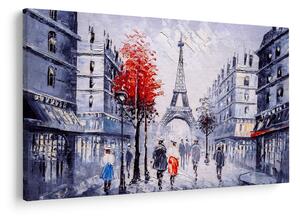 Tablou - Străzi din Paris, pictură în ulei (90x60 cm)