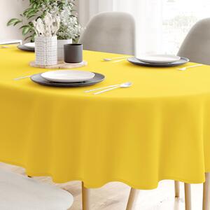 Goldea față de masă 100% bumbac galben - ovală 120 x 180 cm