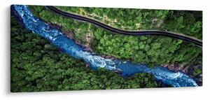 Tablou - Râu între munți, Caucaz, Rusia (120x50 cm)