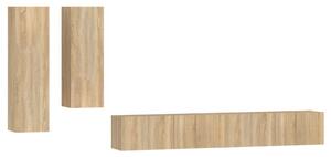Set dulap TV, 4 piese, stejar sonoma, lemn prelucrat