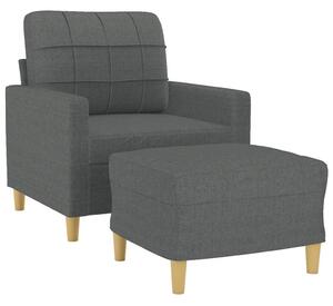 Fotoliu canapea cu taburet, gri închis, 60 cm, textil