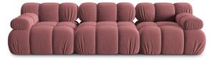 Canapea modulara Bellis cu 3 locuri si tapiterie din catifea, roz