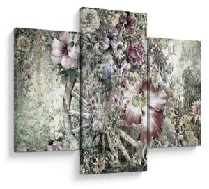 Tablou - Flori pe roata de lemn (90x60 cm)