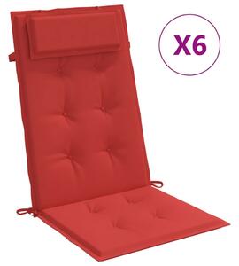 Perne scaun cu spătar înalt, 6 buc, roșu, țesătură Oxford