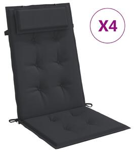 Perne de scaun cu spătar înalt, 4 buc, negru, țesătură Oxford