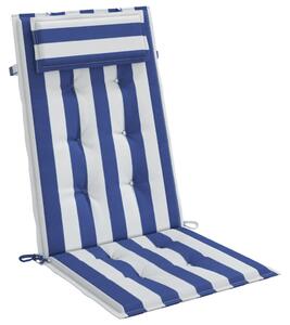Perne de scaun spătar înalt, 6 buc. dungi albastre&albe, textil