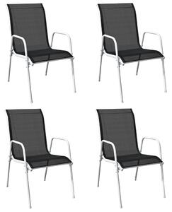 Set mobilier de exterior, 5 piese, negru, oțel
