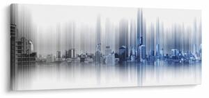 Tablou - Panorama orașului, albastru-gri (120x50 cm)