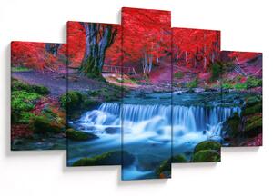 Tablou - Cascada în pădurea roșie (150x105 cm)