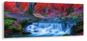 Tablou - Cascada în pădurea roșie (120x50 cm)