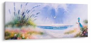 Tablou - Plaja romantică, pictură în ulei (120x50 cm)