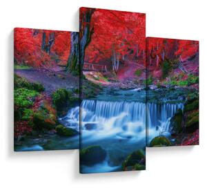 Tablou - Cascada în pădurea roșie (90x60 cm)