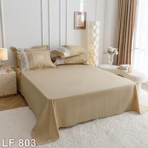 Lenjerie de pat, 2 persoane, finet, 6 piese, Elegant Deluxe Uni, cu broderie pliuri Inima, crem , 230x250cm, LF803