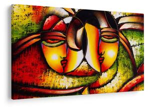 Tablou - Pictură în ulei, chipuri abstracte (90x60 cm)