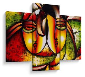 Tablou - Pictură în ulei, chipuri abstracte (90x60 cm)
