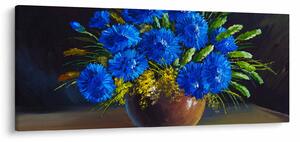 Tablou - Flori albastre în vază (120x50 cm)
