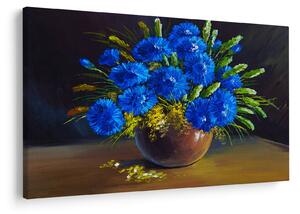 Tablou - Flori albastre în vază (90x60 cm)
