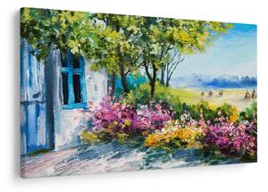 Tablou - Grădina din fața casei, pictură în ulei (90x60 cm)