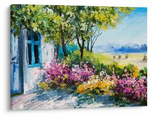 Tablou - Grădina din fața casei, pictură în ulei (70x50 cm)
