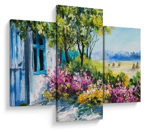 Tablou - Grădina din fața casei, pictură în ulei (90x60 cm)