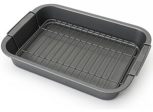 Tava Pufo pentru Cuptor cu Gratar Detasabil- Ideala pentru Fripturi, Pui, Legume la Cuptor si Gatit sanatos acasa