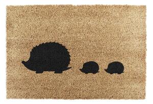 Covoraș de intrare din fibre de nucă de cocos 40x60 cm Hedgehog Family – Artsy Doormats