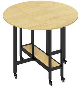 HOMCOM Masă de dining pliabilă pe roți, masă de bucătărie pentru 4 persoane cu poliță integrată, 100 x 100 x 75 cm, stejar | Aosom Romania